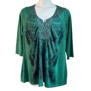 APT 9 Vintage Tunic Top Green 2X‎